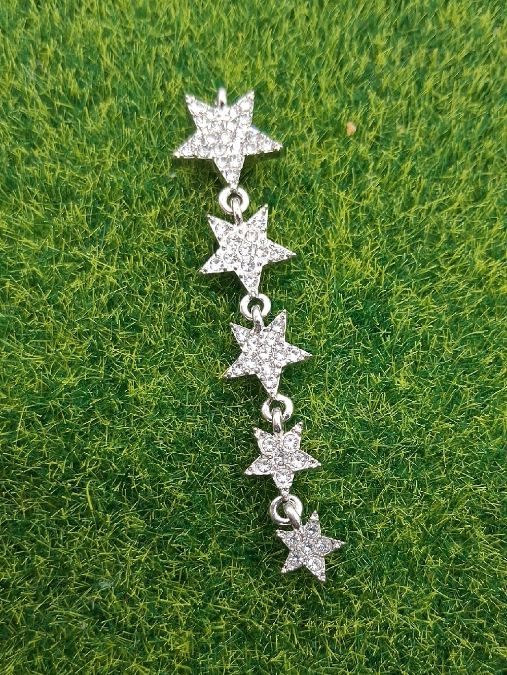 Silver Tone Star Drop Pendant  Sparkling Stars P409